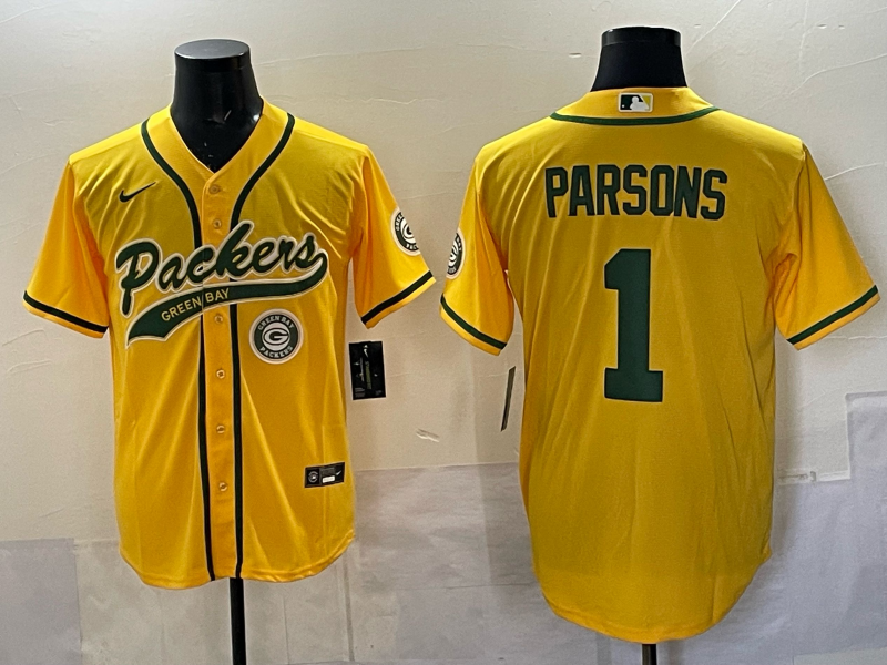 Men Green Bay Packers #1 Parsons yellow Nike NFL 2025 jersey 04->green bay packers->NFL Jersey